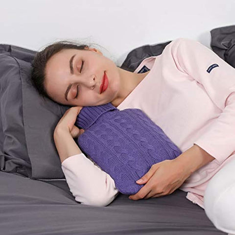 Hot Water Bottle with Knitted Cover 2L Hot Water Bag for Hot and Cold Compress Hand Feet Warmer
