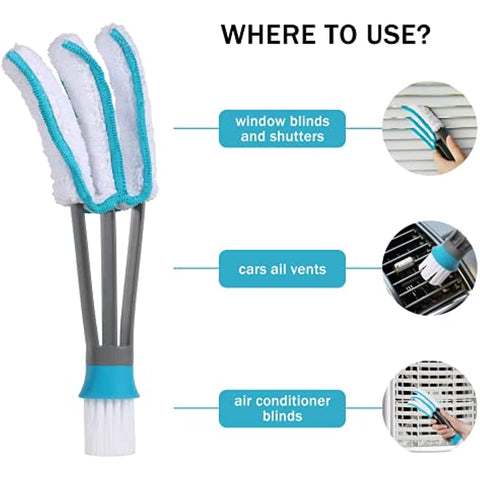 SetSail Blind Duster, Window Blind Cleaner Duster Brush with 4 Microfiber Sleeves Blind Cleaning Tools for Vertical Blinds Air Conditioner Jalousie Dust Ceiling Fans Car Vents Jalousie Dust Collector…