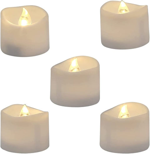 Flameless Tea Lights Candles, Last 5days Longer Battery Operated LED Votive Candles, 12 pcs Flickering Tealights with Warm White Light for Wedding, Valentine's Day, Halloween, Christmas