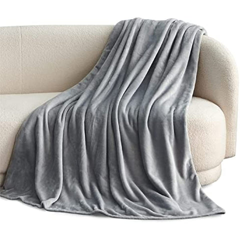 Fleece Blankets Twin Size Grey - 300GSM Lightweight Plush Fuzzy Cozy Soft Twin Blanket for Bed, Sofa, Couch, Travel, Camping, 60x80 inches