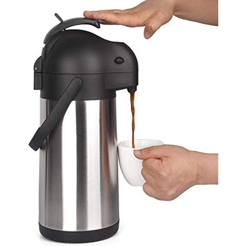 74 Oz Airpot Thermal Coffee Carafe - Insulated Stainless Steel Coffee Dispenser with Pump - Thermal Beverage Dispenser - Thermos Coffee Carafe for Keeping Hot Coffee & Tea Hot For 12 Hours - Cresimo