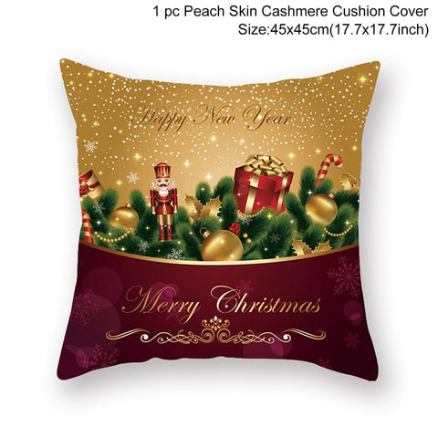 45cm Christmas Cushion Cover Navidad Merry Christmas Decorations For Home 2022 Xmas Noel Cristmas Ornaments New Year Gifts 2023