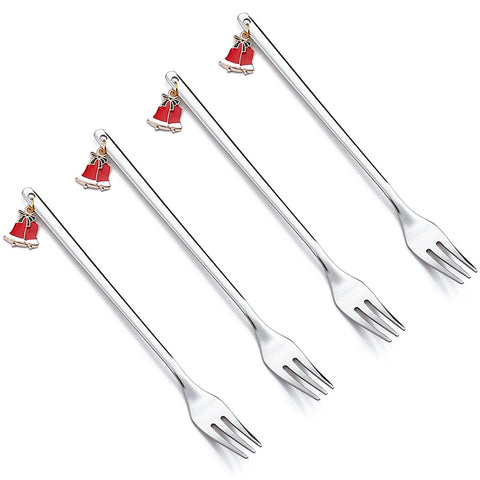 4PCS/2PCS Christmas Gift Cutlery Spoon Fork Set Elk Christmas Tree Decoration Dessert Spoon Fruit Fork Coffee Spoon Cutlery Gift
