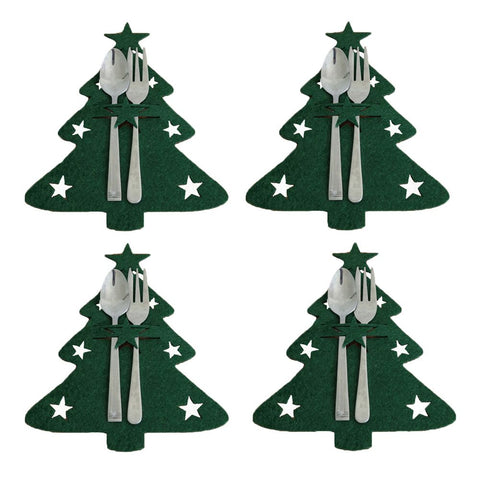 4PCS 44 Styles Christmas Knife and Fork Holder Elk Xmas Tree Pocket Cutlery Bag Non-woven fabric Cookware Organizer Table Decor