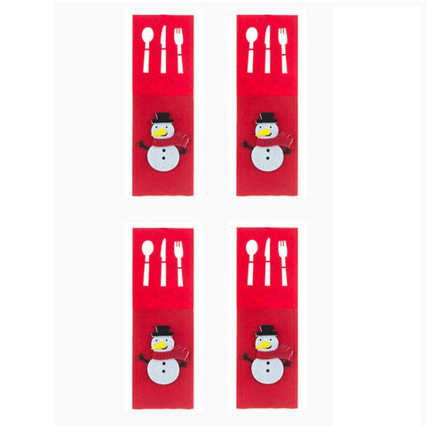 4PCS 44 Styles Christmas Knife and Fork Holder Elk Xmas Tree Pocket Cutlery Bag Non-woven fabric Cookware Organizer Table Decor