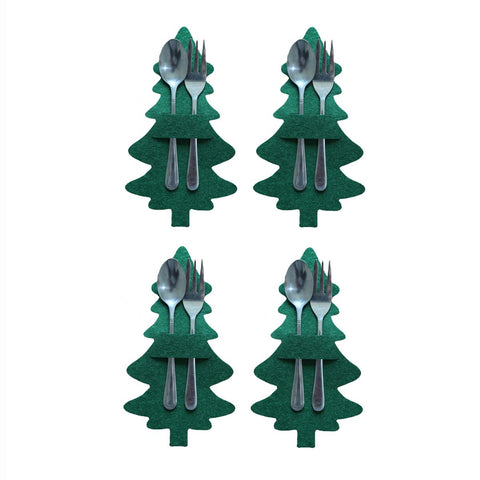 4PCS 44 Styles Christmas Knife and Fork Holder Elk Xmas Tree Pocket Cutlery Bag Non-woven fabric Cookware Organizer Table Decor