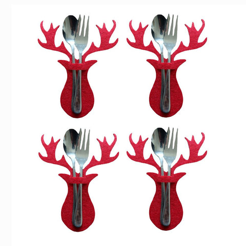 4PCS 44 Styles Christmas Knife and Fork Holder Elk Xmas Tree Pocket Cutlery Bag Non-woven fabric Cookware Organizer Table Decor