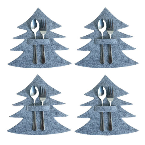 4PCS 44 Styles Christmas Knife and Fork Holder Elk Xmas Tree Pocket Cutlery Bag Non-woven fabric Cookware Organizer Table Decor