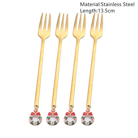 4pcs Navidad 2022 Gingerbread Man Stainless Steel Spoons Xmas Party Coffee Spoon Christmas Decorations Noel Natal Gift Ornaments xmas