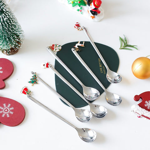 4pcs Navidad 2022 Gingerbread Man Stainless Steel Spoons Xmas Party Coffee Spoon Christmas Decorations Noel Natal Gift Ornaments xmas