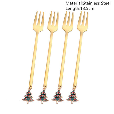 4pcs Navidad 2022 Gingerbread Man Stainless Steel Spoons Xmas Party Coffee Spoon Christmas Decorations Noel Natal Gift Ornaments xmas