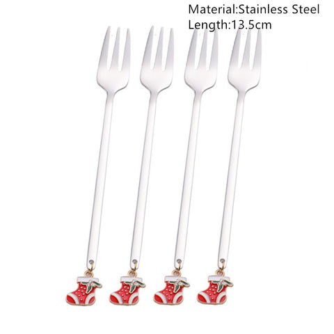 4pcs Navidad 2022 Gingerbread Man Stainless Steel Spoons Xmas Party Coffee Spoon Christmas Decorations Noel Natal Gift Ornaments xmas