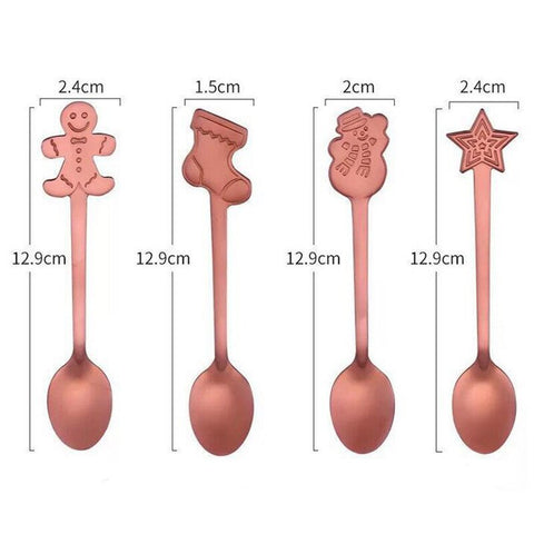 4pcs Navidad 2022 Gingerbread Man Stainless Steel Spoons Xmas Party Coffee Spoon Christmas Decorations Noel Natal Gift Ornaments xmas