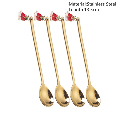 4pcs Navidad 2022 Gingerbread Man Stainless Steel Spoons Xmas Party Coffee Spoon Christmas Decorations Noel Natal Gift Ornaments xmas