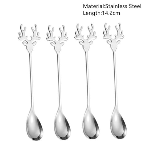 4pcs Navidad 2022 Gingerbread Man Stainless Steel Spoons Xmas Party Coffee Spoon Christmas Decorations Noel Natal Gift Ornaments xmas