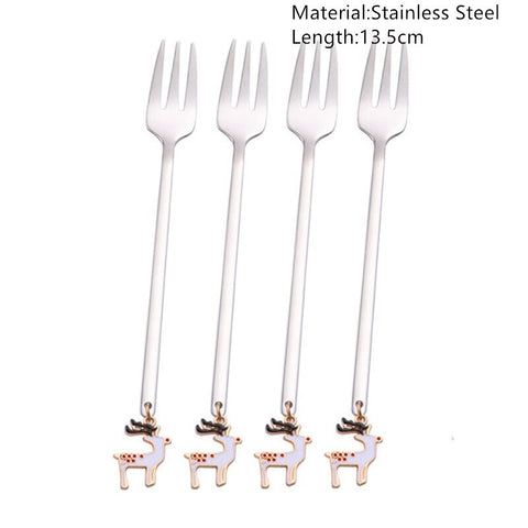 4pcs Navidad 2022 Gingerbread Man Stainless Steel Spoons Xmas Party Coffee Spoon Christmas Decorations Noel Natal Gift Ornaments xmas