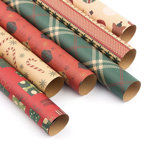 50*70cm 2022 Christmas Wrapping Paper Xmas Tree Snowflake Wedding Decoration Gifts Packaging Kraft Paper New Year Decor