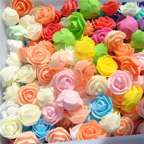 500PCS 3cm Mini PE Foam Rose Flower Head Artificial Rose Flowers Handmade DIY Wedding Home Decoration Festive &amp; Party Supplies