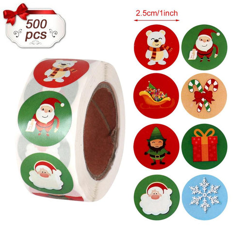 500pcs Christmas Stickers Candy Bag Decor Merry Christmas Decoration for Home 2022 Xmas Navidad Natal Noel Gifts New Year 2023