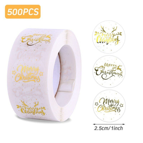 500pcs Christmas Stickers Candy Bag Decor Merry Christmas Decoration for Home 2022 Xmas Navidad Natal Noel Gifts New Year 2023