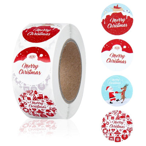 500pcs Christmas Stickers Candy Bag Decor Merry Christmas Decoration for Home 2022 Xmas Navidad Natal Noel Gifts New Year 2023