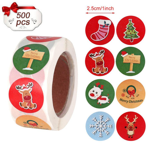 500pcs Christmas Stickers Candy Bag Decor Merry Christmas Decoration for Home 2022 Xmas Navidad Natal Noel Gifts New Year 2023