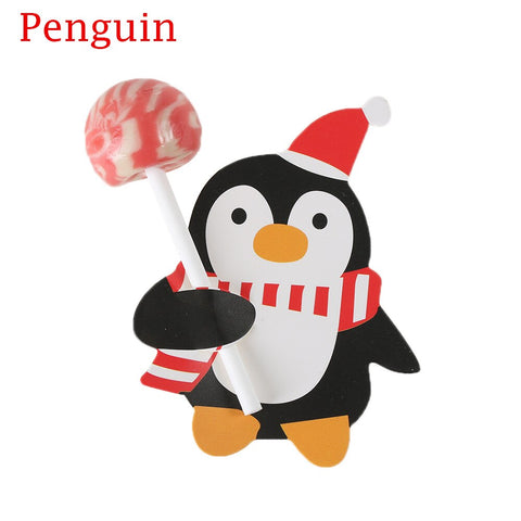 50Pcs/Lot Christmas Lollipop Paper Cards Penguin Snowman Santa Claus Invitations Cute DIY Gift Package Decoraion