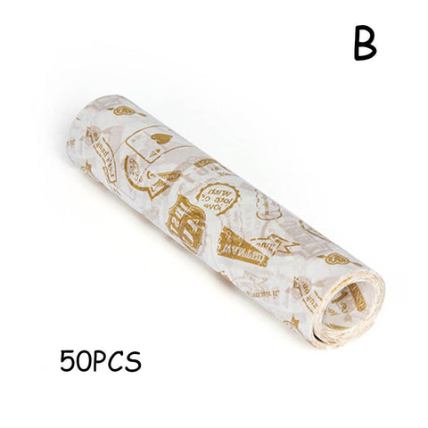 50Pcs/Lot Wax Paper Food Wrappers Wrapping Paper Food Grade Grease Paper For Bread Sandwich Burger Fries Oilpaper Baking Tools