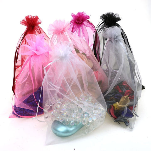 50pcs 7x9cm 9x12cm 10x15cm 13x18cm 15x20cm Transparent Organza Bags Wedding Candy Box Packaging Birthday Party Gift Box Wrapping
