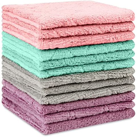 Microfiber Cleaning Cloth - 12 Pack Kitchen Towels - Double-Sided Microfiber Towel Lint Free Highly Absorbent Multi-Purpose Dust and Dirty Cleaning Supplies for Kitchen Car Cleaning 12