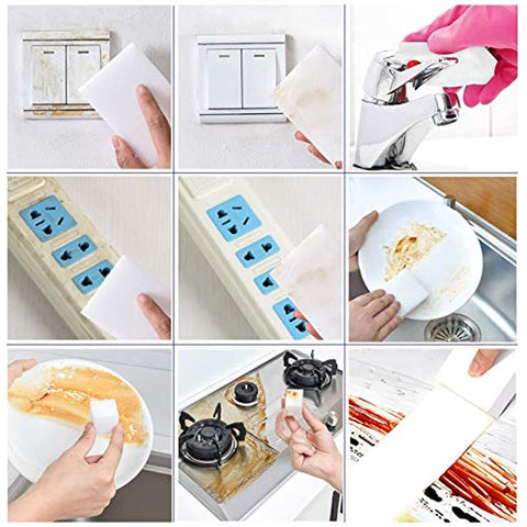 Magic Cleaning Sponge Eraser Sheets, 50 Pack Premium Melamine Sponge Kitchen Scrub Sponge Pads, Dish Sponges, Wall Cleaner, Household Cleaning Sponges for Kitchen, Bathroom, Furniture, Floor