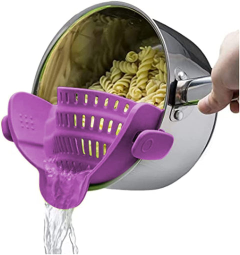 Kitchen Gizmo Snap N Strain Pot Strainer and Pasta Strainer - Adjustable Silicone Clip On Strainer for Pots, Pans, and Bowls - Lime Green