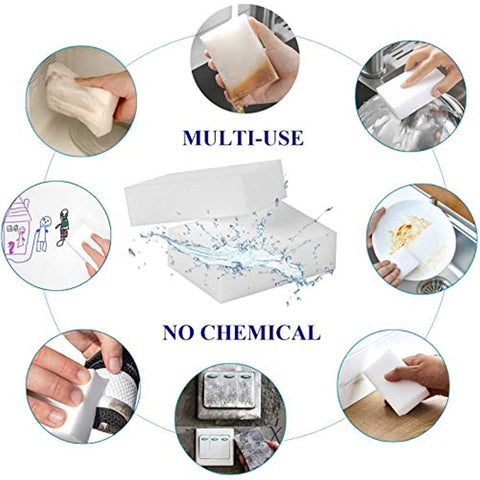 Magic Cleaning Sponge Eraser Sheets, 50 Pack Premium Melamine Sponge Kitchen Scrub Sponge Pads, Dish Sponges, Wall Cleaner, Household Cleaning Sponges for Kitchen, Bathroom, Furniture, Floor