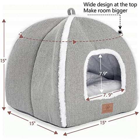 cat beds for Indoor Cats, Foldable cat Bed cave, cat House with Washable Cushions, cat Bed for Kittens, Small Pets, cat Tent, Soft and Warm Indoor cat House
