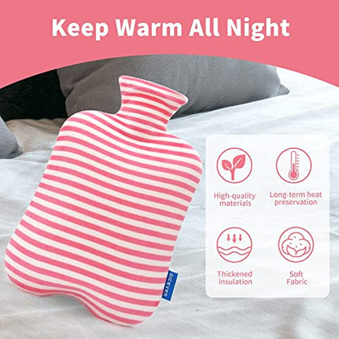 Hot Water Bottle 2L Hot Water Bag with Cover Pink