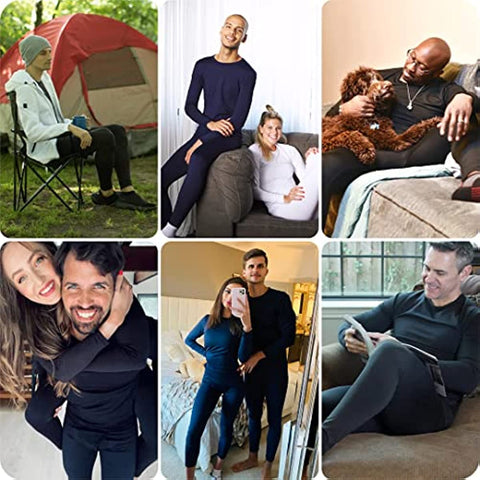 Thermal Underwear for Men Fleece Lined Base Layer Set for Cold Weather