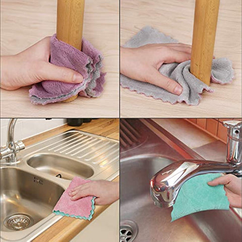 Microfiber Cleaning Cloth - 12 Pack Kitchen Towels - Double-Sided Microfiber Towel Lint Free Highly Absorbent Multi-Purpose Dust and Dirty Cleaning Supplies for Kitchen Car Cleaning 12