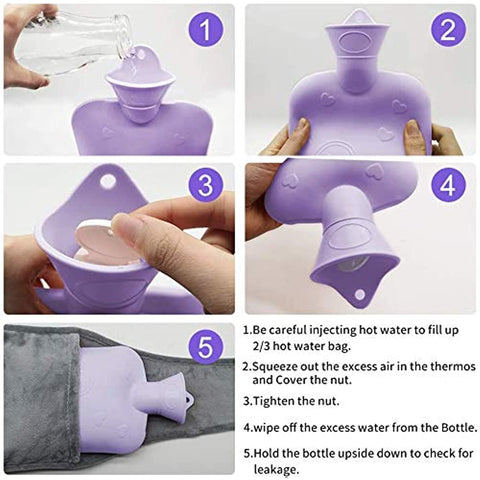 2022 Hot Water Bag Hot Water Bottle Rubber Warm Water Bag Pouch with Soft Waist Cover for Neck and Shoulder Back Hand Legs Waist Warm