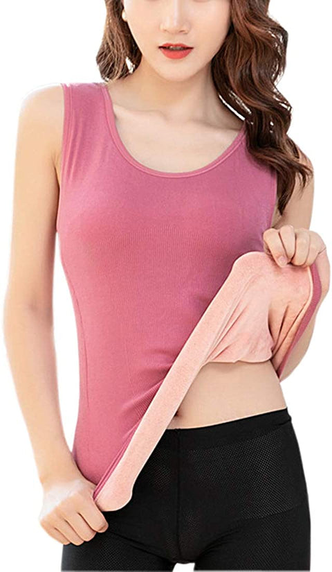 2022 Womens Cotton Thermal Fleece Lined Underwear Tops Cami Tank Top Warm Base Layer Vest