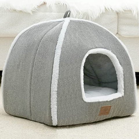 cat beds for Indoor Cats, Foldable cat Bed cave, cat House with Washable Cushions, cat Bed for Kittens, Small Pets, cat Tent, Soft and Warm Indoor cat House