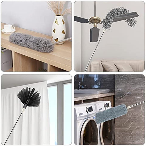Microfiber Duster Kit,Duster Cleaning with 100" Extension Pole Bndable,Removable Cleaning Duster for Cleaning Ceiling Fan,Cobweb,HighCeiling,Gap,Shutters,Cars