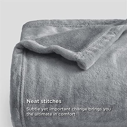 Fleece Blankets Twin Size Grey - 300GSM Lightweight Plush Fuzzy Cozy Soft Twin Blanket for Bed, Sofa, Couch, Travel, Camping, 60x80 inches