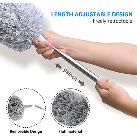 Microfiber Duster Kit,Duster Cleaning with 100" Extension Pole Bndable,Removable Cleaning Duster for Cleaning Ceiling Fan,Cobweb,HighCeiling,Gap,Shutters,Cars