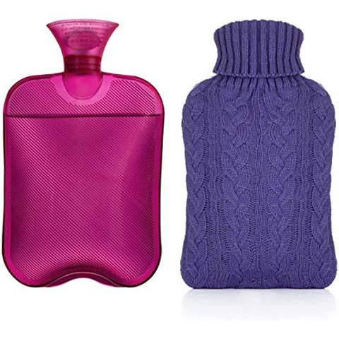 Hot Water Bottle with Knitted Cover 2L Hot Water Bag for Hot and Cold Compress Hand Feet Warmer