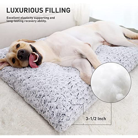 Washable Dog Bed Deluxe Plush Dog Crate Beds Fulffy Comfy Kennel Pad Anti-Slip Pet Sleeping Mat for Large, Jumbo, Medium, Small Dogs Breeds