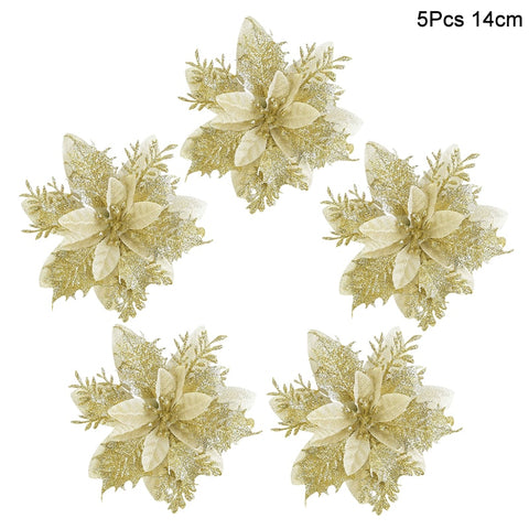 5Pcs Christmas Red Berry Articifial Flower Pine Cone Branch Christmas Tree Decorations Ornament Gift Packaging Home DIY Wreath