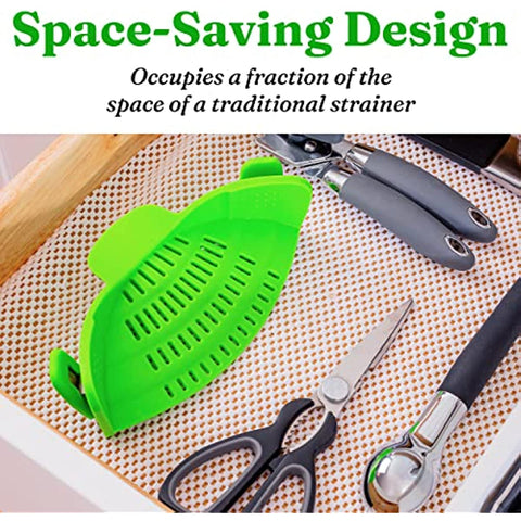 Kitchen Gizmo Snap N Strain Pot Strainer and Pasta Strainer - Adjustable Silicone Clip On Strainer for Pots, Pans, and Bowls - Lime Green