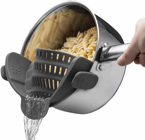 Kitchen Gizmo Snap N Strain Pot Strainer and Pasta Strainer - Adjustable Silicone Clip On Strainer for Pots, Pans, and Bowls - Lime Green