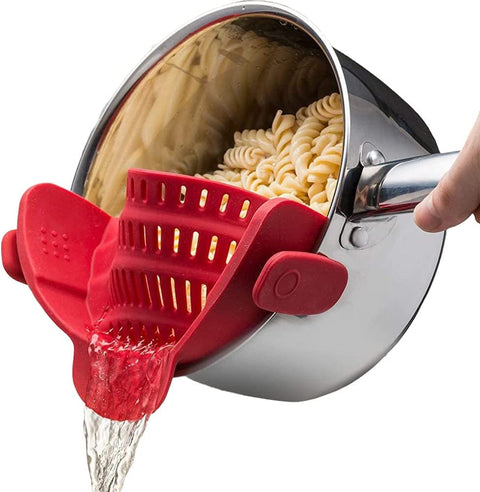 Kitchen Gizmo Snap N Strain Pot Strainer and Pasta Strainer - Adjustable Silicone Clip On Strainer for Pots, Pans, and Bowls - Lime Green