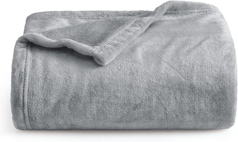 Fleece Blankets Twin Size Grey - 300GSM Lightweight Plush Fuzzy Cozy Soft Twin Blanket for Bed, Sofa, Couch, Travel, Camping, 60x80 inches